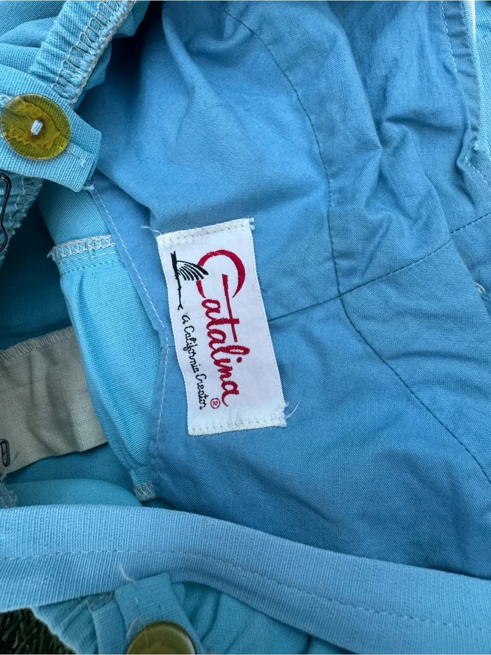 1950s Catalina of California Vintage Turquoise Blue Ruched Swimsuit